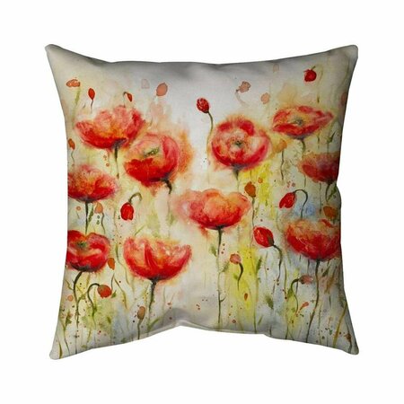 BEGIN HOME DECOR 26 x 26 in. Red Flowers Garden-Double Sided Print Indoor Pillow 5541-2626-FL106